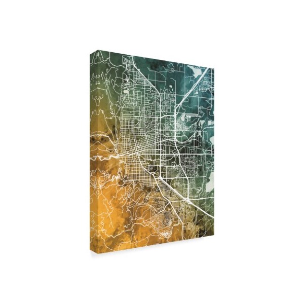 Michael Tompsett 'Boulder Colorado City Map Teal Orange' Canvas Art,24x32